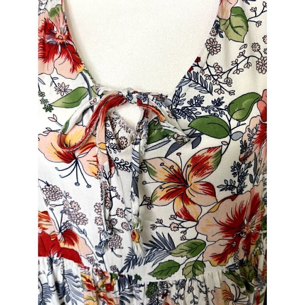Women's Reborn Plus Size 2X Pullover Orange, Green, Blue Gray Floral Top, Blouse